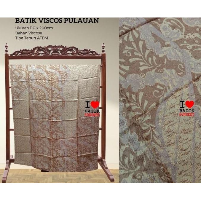 Promo VISCOS PULOAN 3 DIMENSI MOTIF 3 VISCOSE VISKOS KAIN BATIK BIRU KREM COD