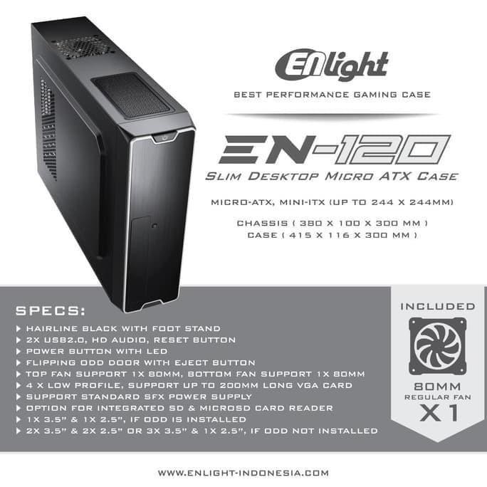 CASING CPU MINI ENLIGHT EN 120 include PSU enlight 300w