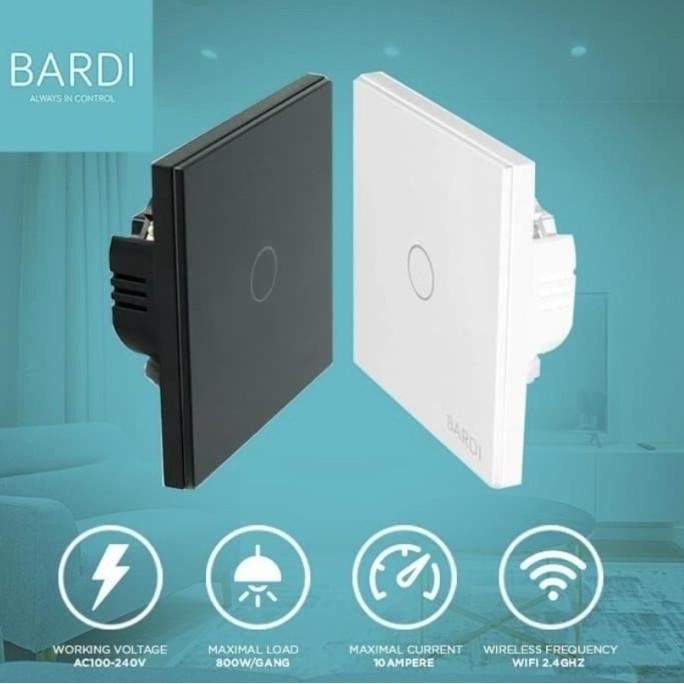 // BARDI SMART HOME WALL SWITCH 1 GANG EU - SAKLAR LAMPU PINTAR WIFI //