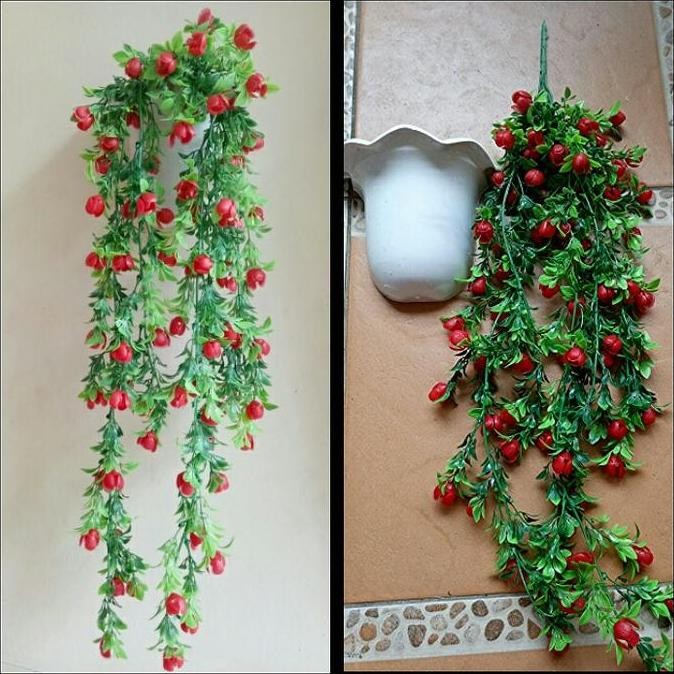 DF238>> bunga rambat plastik +pot dinding