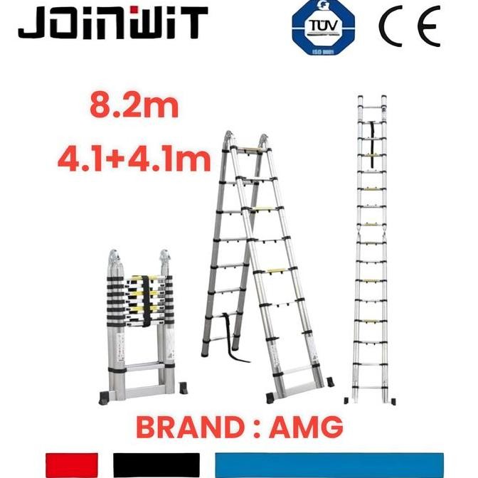 Tangga Teleskopik Double Alumunium 8.2 M /Tangga Lipat 4.1M + 4.1M