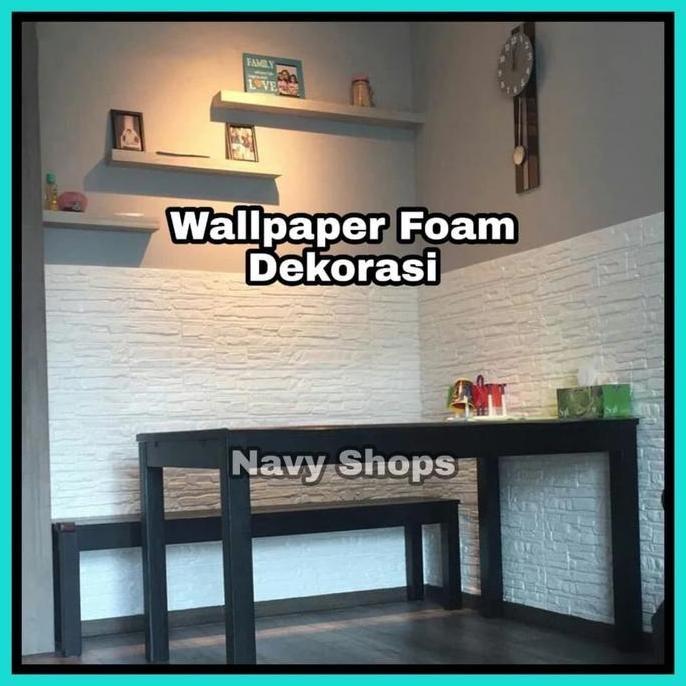 DF400>> NS - Wallpaper Stiker 3D Kayu Foam Tempel Dinding 50x50cm Dekorasi Kamar Plafon GS