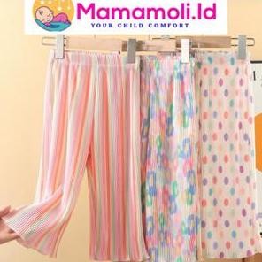 DE190 >> Celana Panjang Anak Perempuan Model Kulot plisket Super Keren Bahan Silk Halus Premium Warn