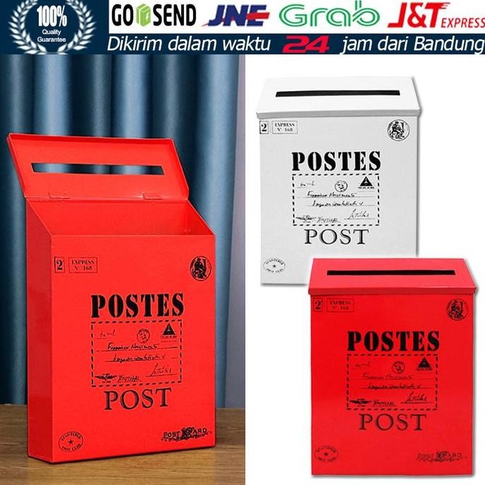 Kotak Surat Pos Besi Antik Dikunci Kotak Dekorasi Kotak Pos