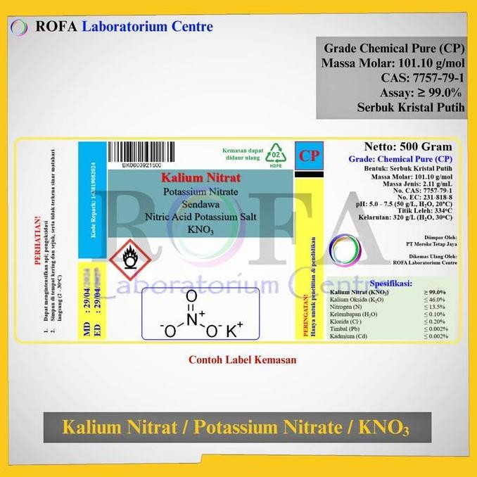 Kalium Nitrat / Potassium Nitrate / KNO3 CP 500 Gram