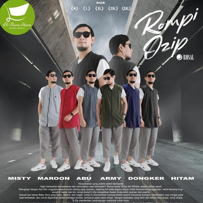 Rompi Sholat Ozip Oblong Zipper Laki Laki Dewasa Rosal