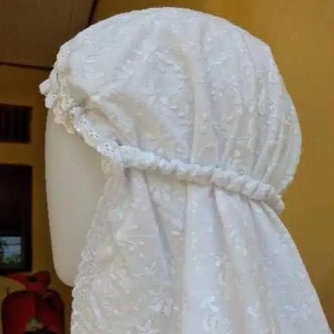 Baju Umroh Wanita Model Satu Set Gamis Bergo Sarung Tangan Katun Poliester Polos Bunga Putih Haji Re