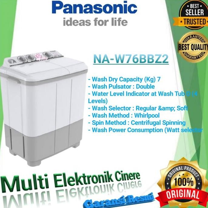 Promo Mesin Cuci 2 Tabung Panasonic kapasitas 7Kg NA-W76BBZ2 COD