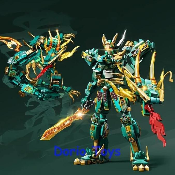 Sembo Robot Mecha Armor - Koleksi Mythical Beast: Naga Azure, Harimau Putih & Phoenix Mainan Balok