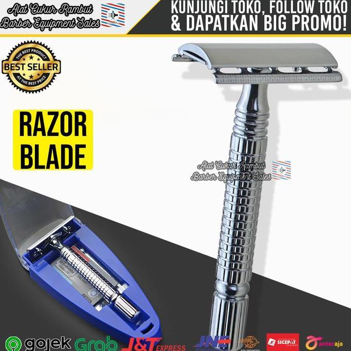 Razor / Pisau Cukur Model Jadul Isi Ulang Silet Rimei Jenggot Steel