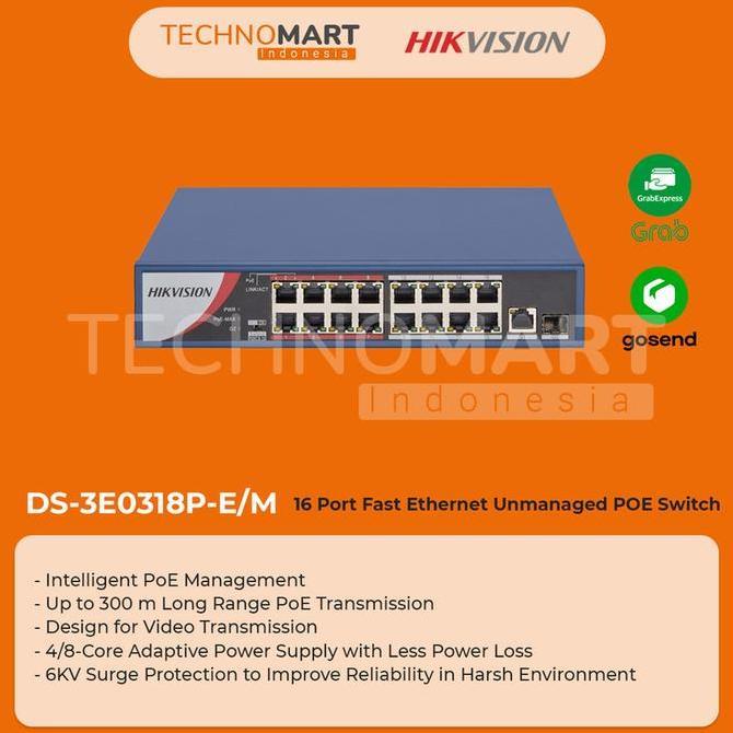 DS-3E0318P-E/M - HIKVISION POE SWITCH 16 PORT