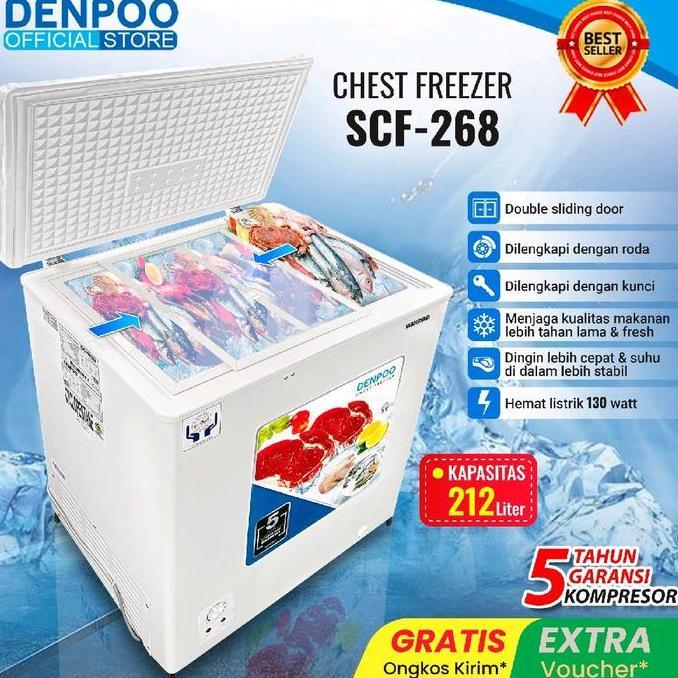 Chest Freezer Denpoo Scf 268 Cg Hemat Listrik
