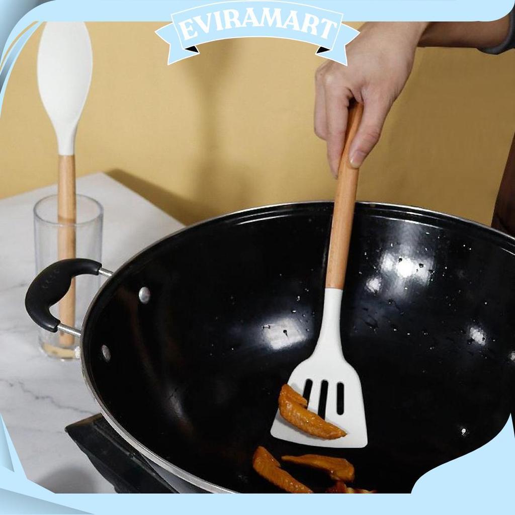 SC - Spatula Silikon H1019 Alat Masak Sodet Lubang Penyaring Minyak Tahan Panas Perlengkapan Dapur T