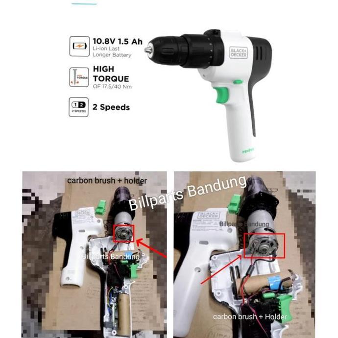 best seller] carbon brush REVHD12C Black Decker Dc motor spul arang kul bor cordles codles baterai b