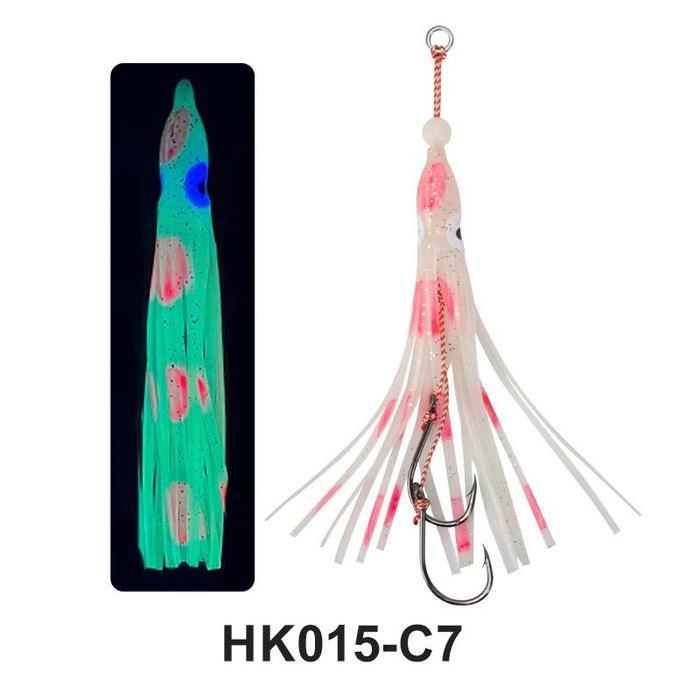 Assist hook rumbai cumi silikon glow in the dark GID untuk metal jig mancing jigging KUP013 (TERBAIK