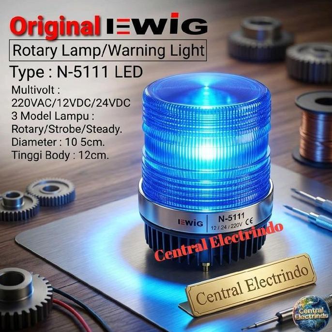 ROTARY LAMP LED  EWIG N5111 BIRU 5IN MULTIVOLT 3 MODEL LAMPU. CE27