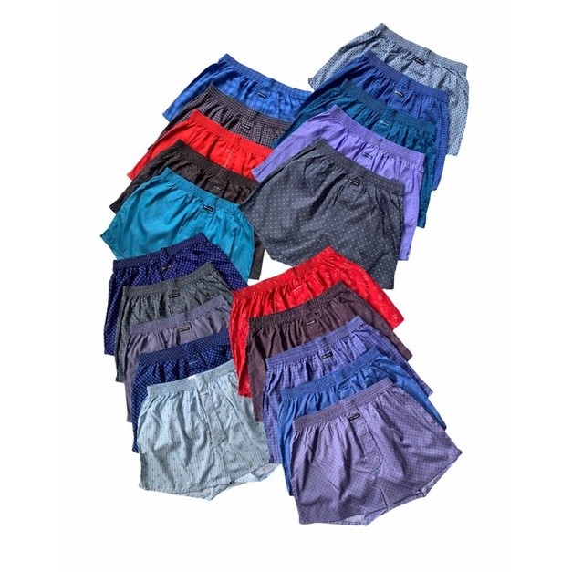 Boxer BYC Celana Pendek Katun Adem Unisex Kotak-Kotak Bunga-Bunga