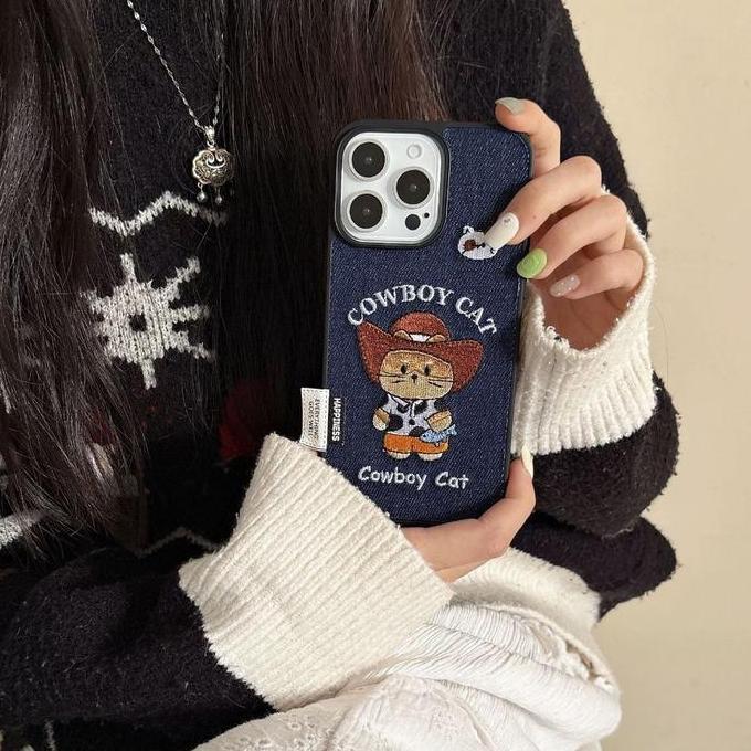 Agape- Cowboy Cat Jeans Case 15 14 13