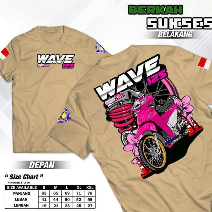 DF223 - Baju Kaos Racing Wave Bagol Super Pink 125 T-Shirt Kaos Racing Supra 125/ Karisma Cotton Com