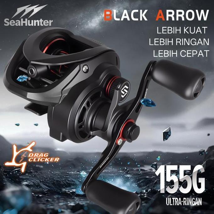 OFFICIAL SEAHUNTER BLACK ARROW JORAN PANCING 1 SET JORAN UL POWER ROD BAITCASTING BC REEL PANCING BL
