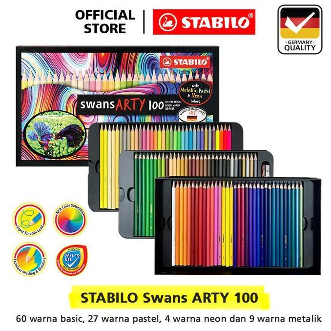 Ready !! STABILO Swans ARTY Colored Pencils / Pensil Warna STABILO Set Lengkap Isi 100