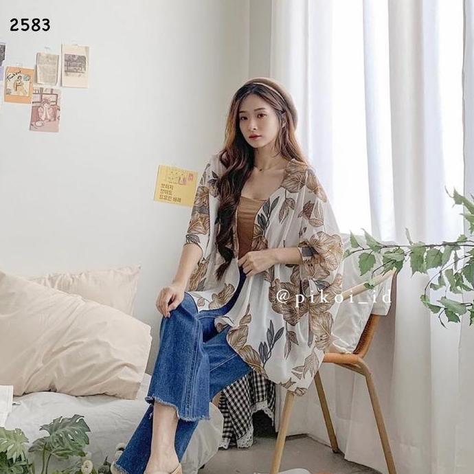 EZRan - outer cardigan wanita bunga outer pantai flowy cardi cardigan floral jatuh