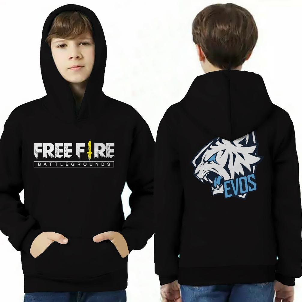 ORIGINAL HOODIE FREE FIRE EVOS ANAK / HOODIE ANAK / JAKET FF EVOS ANAK / JAKET FREE FIRE 6-13 TAHUN