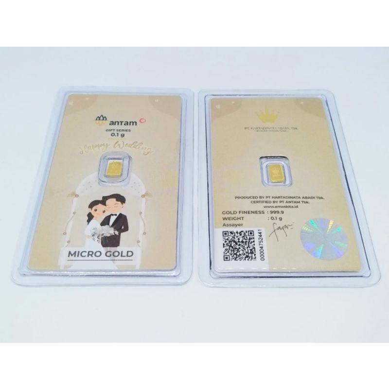 Gift Series Antam 0.10 Gram, Antam, Micro Gold, Emas Kita, Lm Hrta, Hartadinata Gold Emas 0.1 Grm