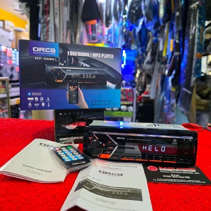 Head Unit Single Din Orca Mp-6686 Bluetooth Usb Radio