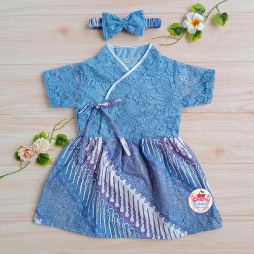 Hanbok Anak / Hanbok Batik / Hanbok Brokat warna Denim