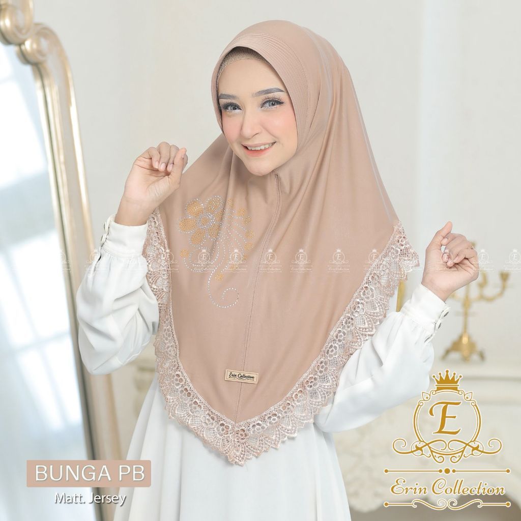 HIJAB ERIN COLLECTION JILBAB INSTAN RENDA PRES PAYET KERUDUNG MANIK MEWAH ELEGAN