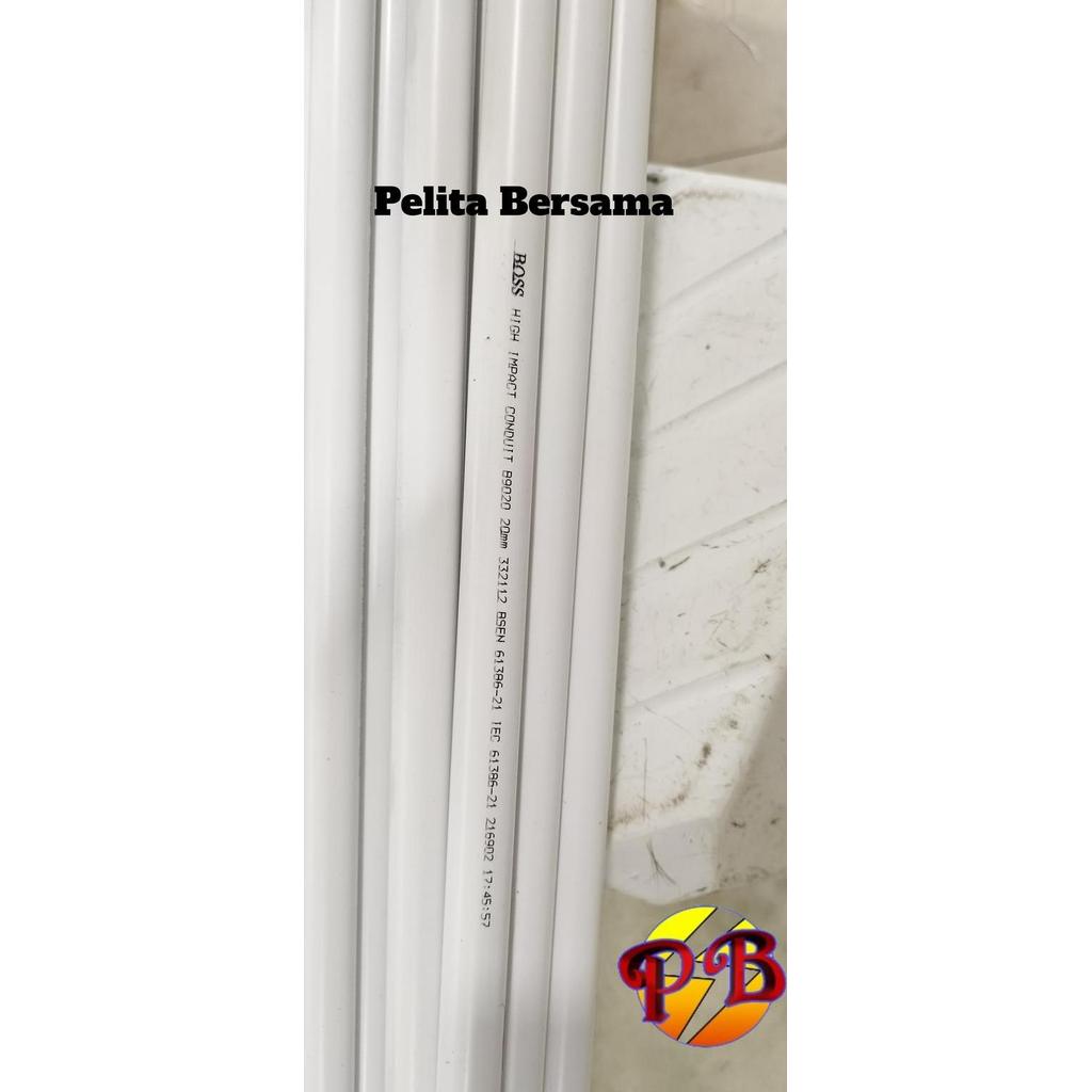 PIPA CONDUIT 20MM PUTIH BOSS / PIPA KABEL PVC / PIPA LISTRIK 20 MM