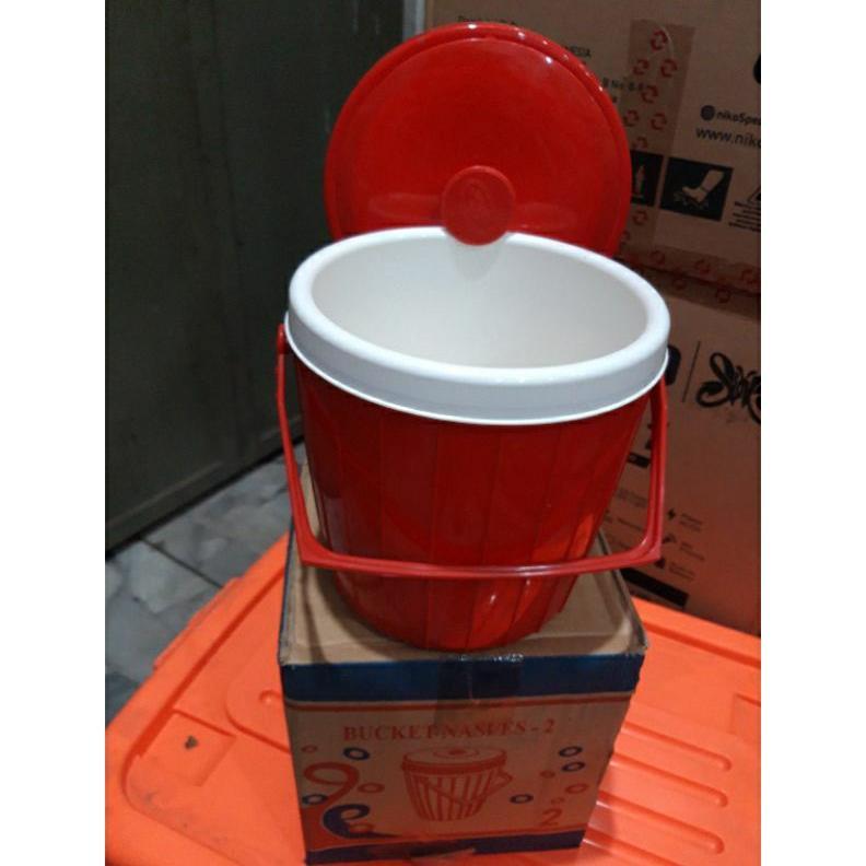 Termos Nasi Es Kecil Plastik 1 Liter Merah/Biru/Hijau