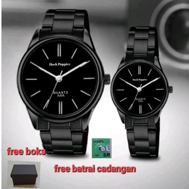 Trending Jam Tangan Cauple Hustpupies Strap Rantai - Jam Tangan Cauple Harga Satuan Free Boks +Batra