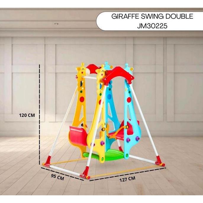 Ayunan Anak Popo Double Swing Mainan Ayunan Besi Kursi Kembar Giraffe model Jerapah Single Swing TP
