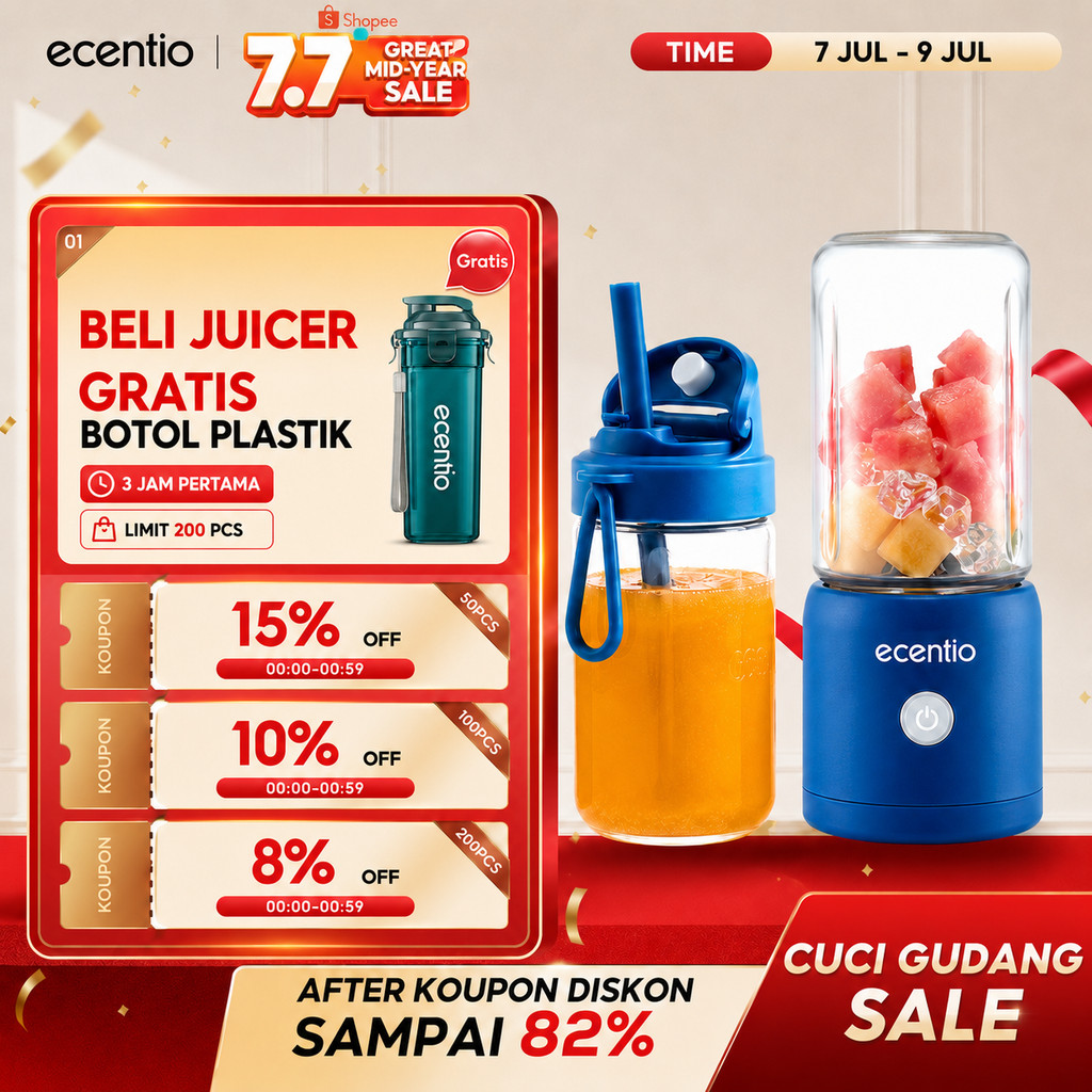 ecentio blender portable kapsul Kaca Gelas juicer buah tanpa ampas 10 Pisau blender jus buah hand bl