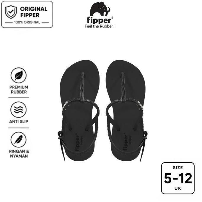 Fipper Strappy Sandal Tali/ Sandal Fashion Anti Slip Wanita / Perempuan Original Ringan Nyaman Black