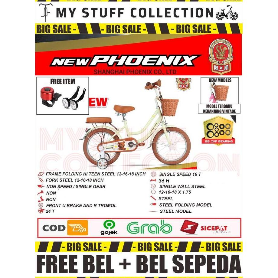 Promo SEPEDA MINI ANAK MEREK NEW PHOENIX TERSEDIA UKURAN 16 DAN 18 UNTUK USIA 4 - 9 TAHUN FRAME STEE