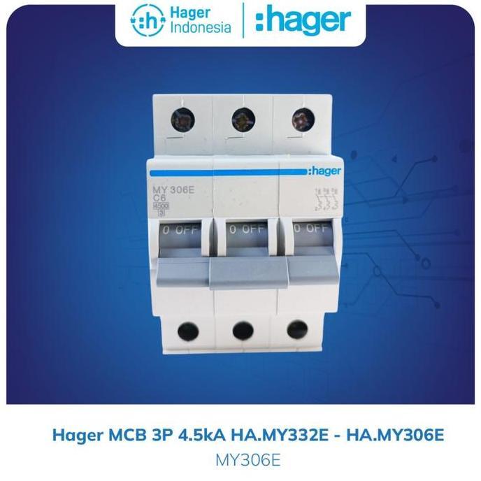 Hager MCB 6A 6 ampere 3 Phase 4.5kA - MY306E