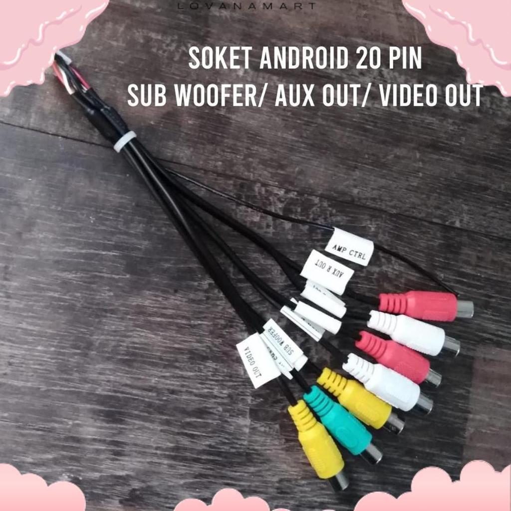 Diskon Grosiran Soket Rca Audio Video Subwoofer Kamera Out Headunit Mobil Android 20 Pin