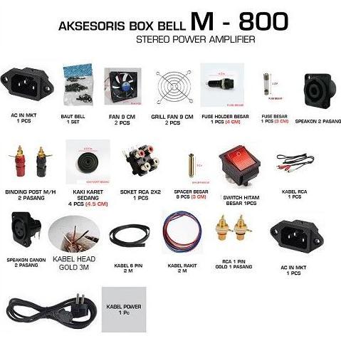 PERLENGKAPAN BOX POWER AMPLIFIER M-800 AKSESORIS AUDIO SOUND SYSTEM M 800 M800