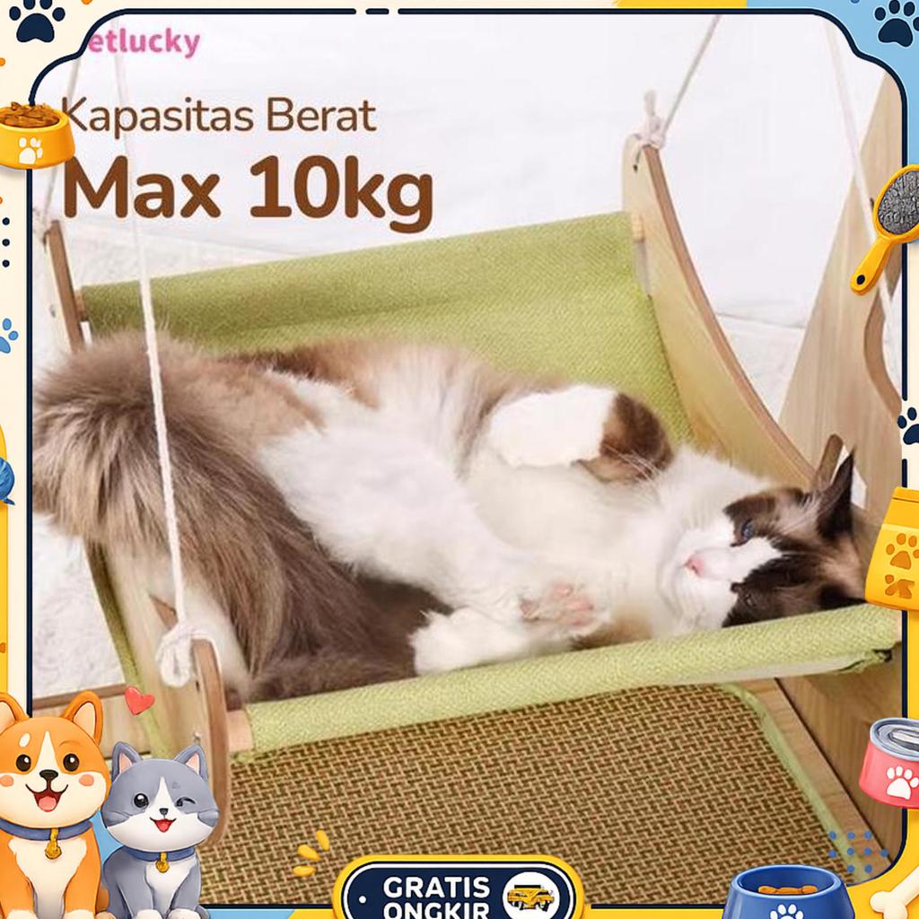 Petlucky Kasur Ayun Kucing Anjing Bahan Kayu Premium Mudah Dirakit Aman Termasuk Kasur