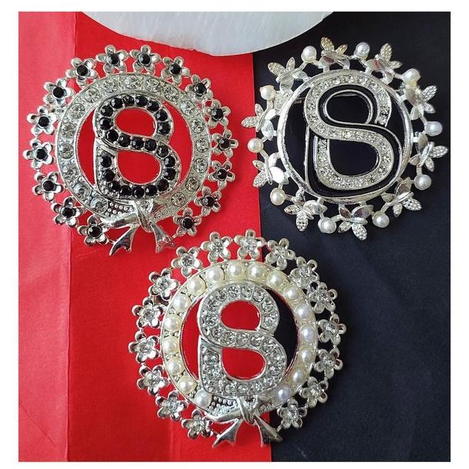 (Good) Bros Inisial Huruf Pin HIjab Peniti Jilbab Premium Aksesoris Kerudung Import Muslim - Alloy P