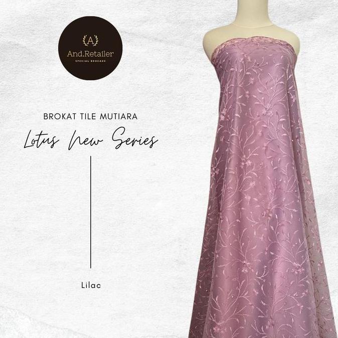 DS252 - Kain Brokat Tile Akar Mutiara Lotus New Series Warna Ungu Lilac