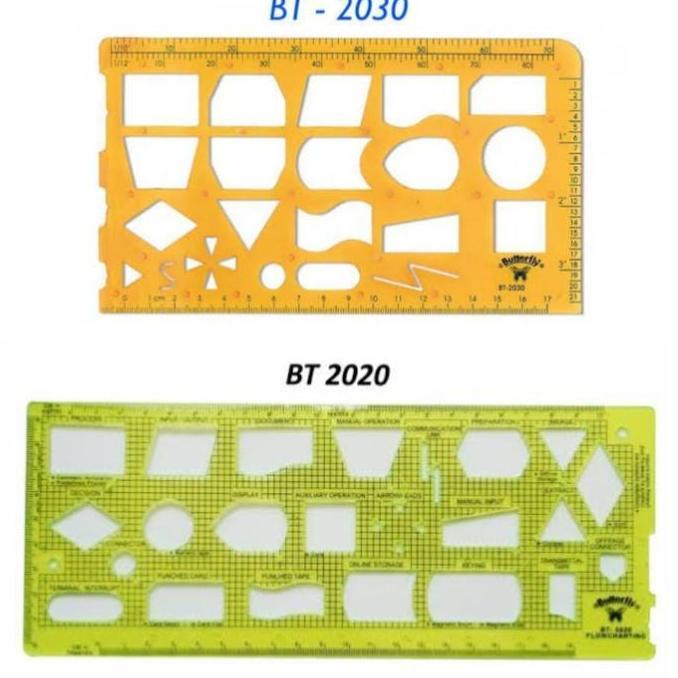 Piloi- Butterfly Bt20 Bt2030 Flowchart Template Ruler Penggaris Flow Chart