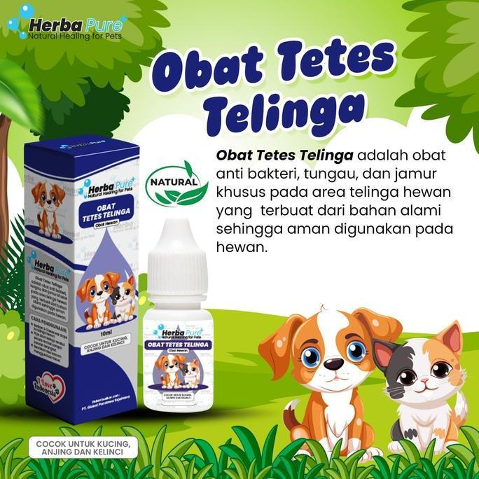 HERBAPURE Obat Tetes Telinga 10 ML Tetes Kuping Conge Anjing Kucing Hewan