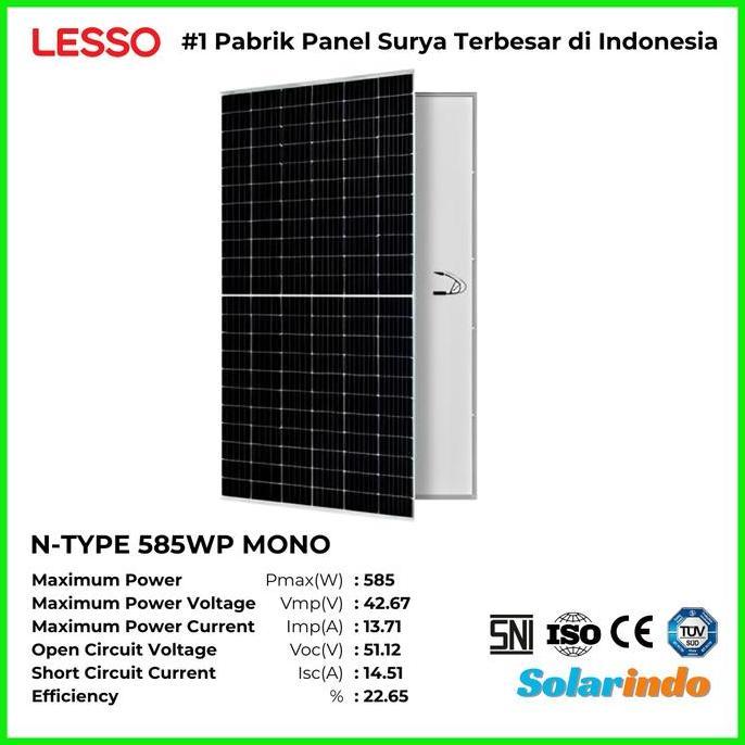 Solar Panel Surya Lesso 550Wp 585Wp N-Type P-Type Monokristalin