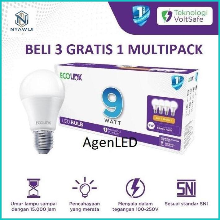 ECOLINK Lampu LED 10W Bulb Bohlam 10 w watt 10watt putih white MULTIPACK