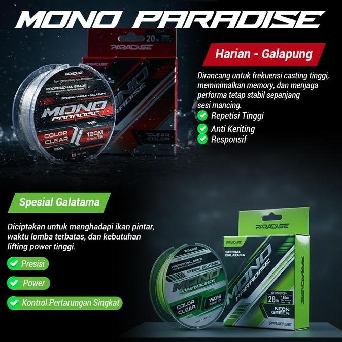 Fish- Paradise - Senar Pancing Mono Paradise Nilon Kualitas Monofilament 150M Untuk Lomba Mancing Ga