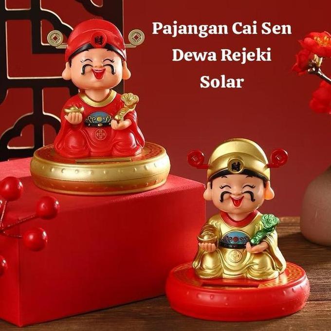Patung Caisen Dewa Rezeki Solar / Patung Solar Cai Sen Dewa Rezeki Dashboard Mobil buddha